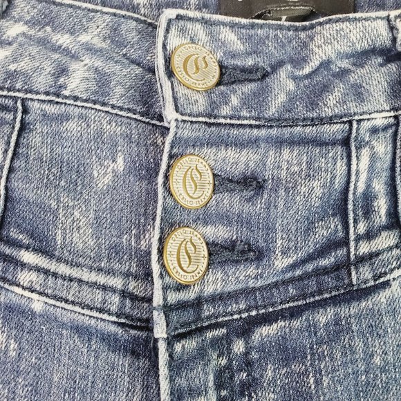 Cello Womens High Waist Acid Wash Skinny Jean w/ 3 Front Button Sz 1 - Picture 4 of 10